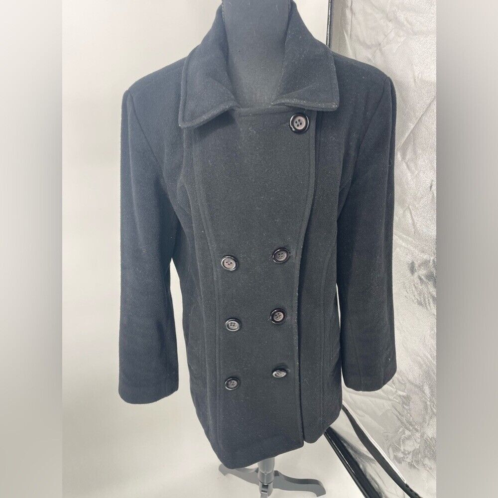 Sonoma Wool Coat Pea Coat Double Breasted Jacket Classic‎ Black L